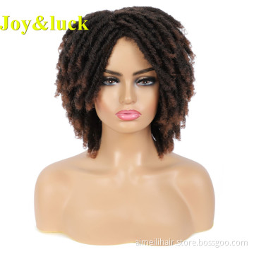 Wholesale Price Dreadlocks Wigs Soft Ombre Brown Short Dread lock Braided Wigs For Black Women Braiding Synthetic Hair Wigs